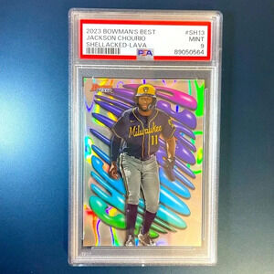 JACKSON CHOURIO Rookie Card Lava Refractor /50 PSA 9 2023 Topps Chrome